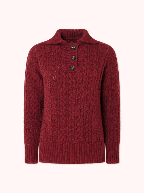 SUÉTER DE PUNTO CON CUELLO POLO GRANATE