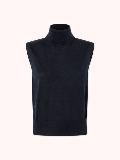 JERSEY SIN MANGAS CUELLO ALTO AZUL MARINO