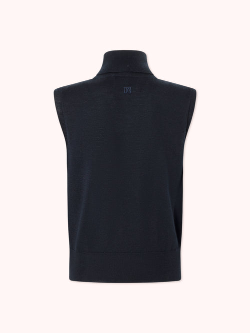 JERSEY SIN MANGAS CUELLO ALTO AZUL MARINO