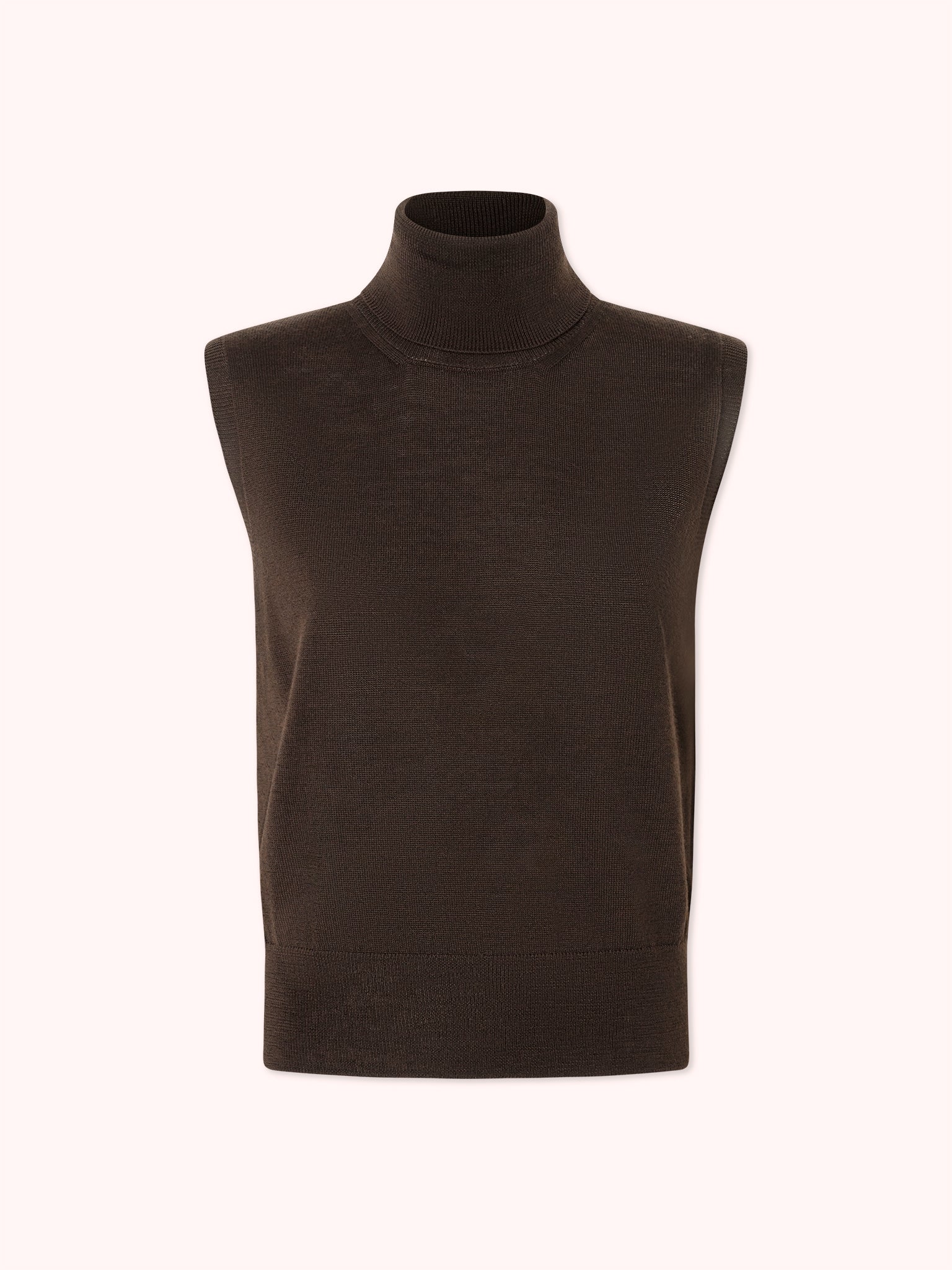 JERSEY SIN MANGAS CUELLO ALTO MARRÓN