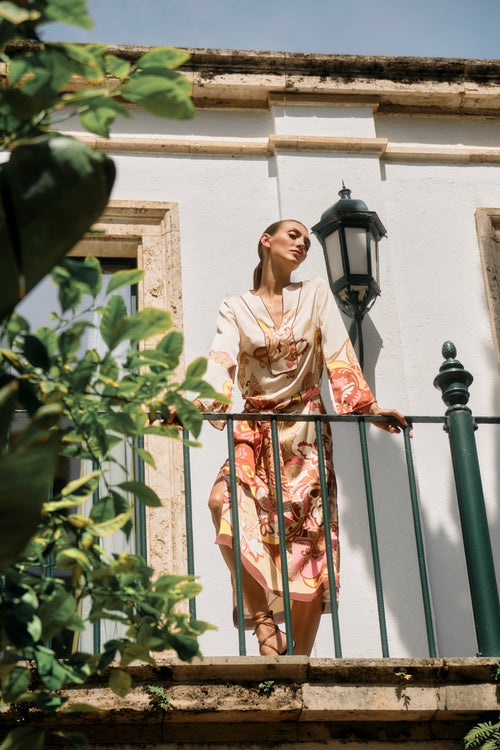 KAFTÁN ESTAMPADO ROSA VEDHA