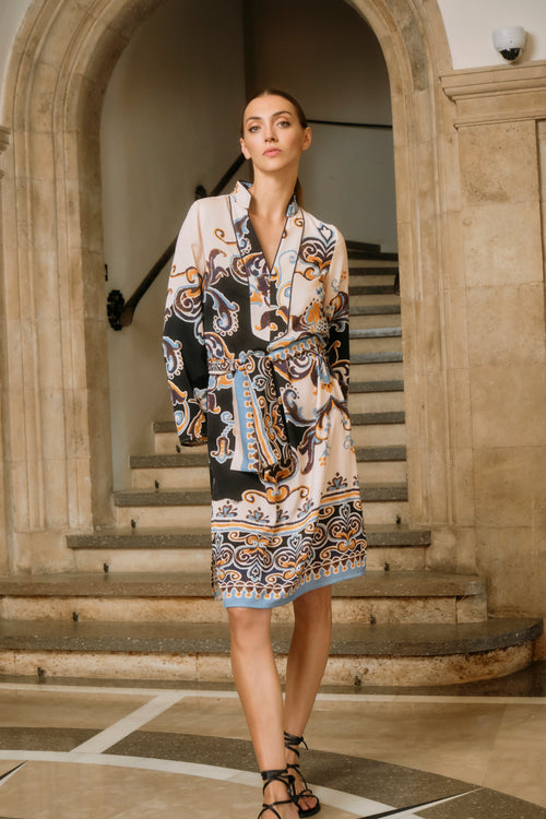 KAFTÁN ESTAMPADO AZUL KAIRA