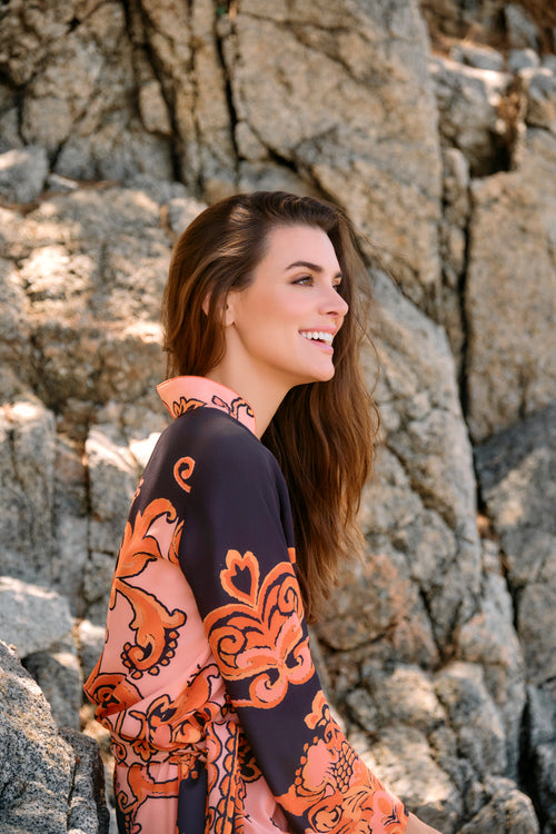 KAFTÁN ESTAMPADO NARANJA KAIRA