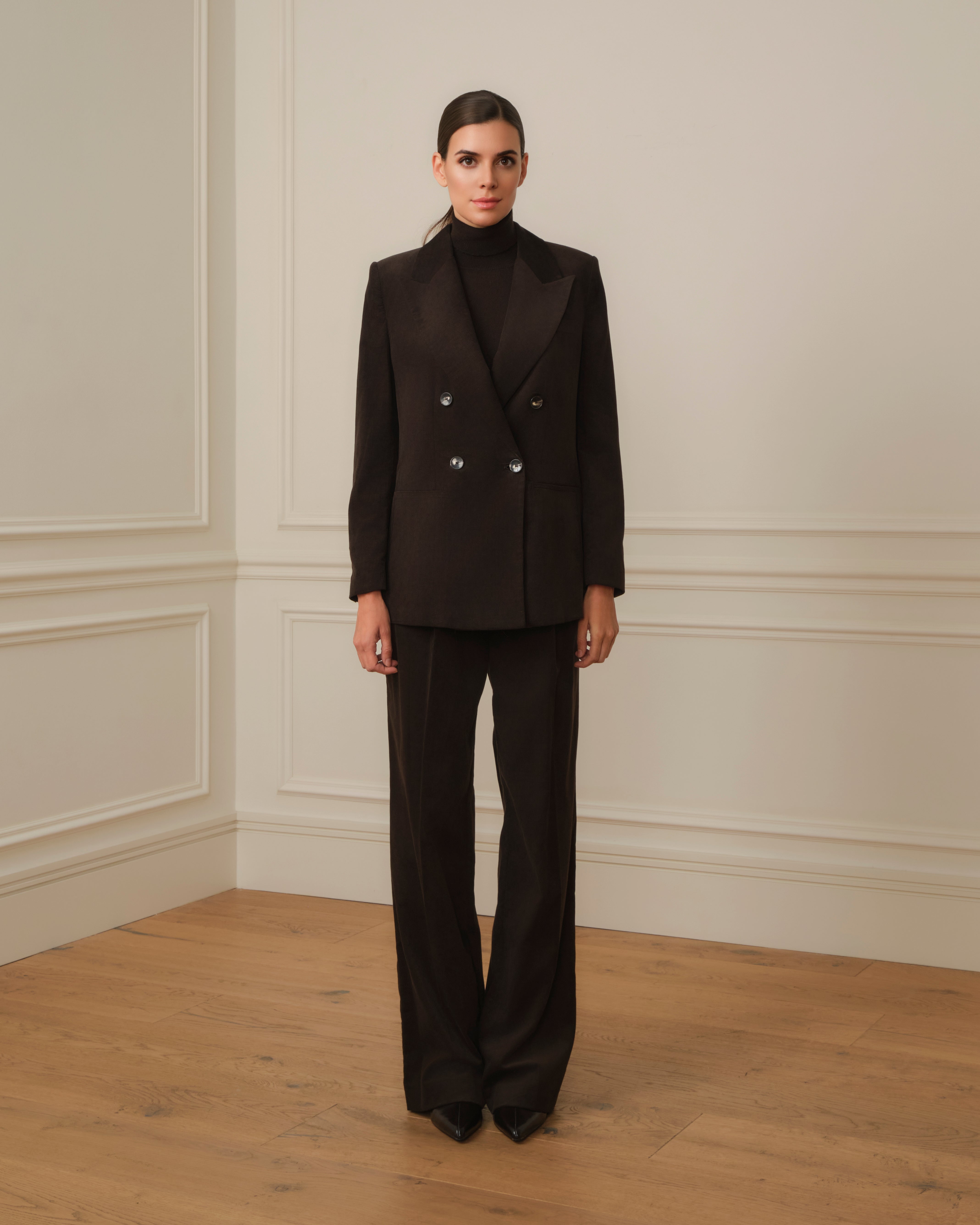 BLAZER CRUZADA DE PANA MARRÓN