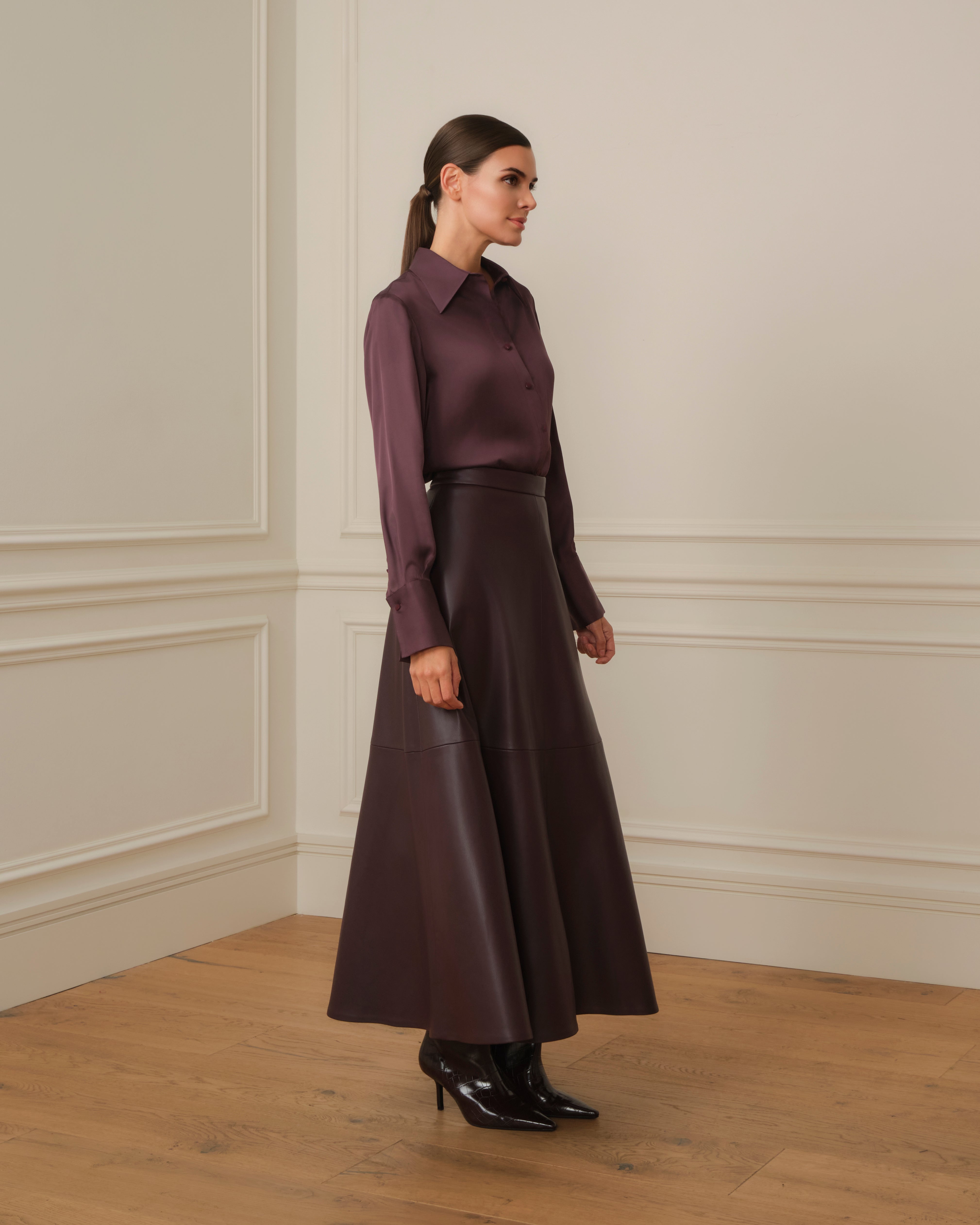 CAMISA SATINADA BERENJENA