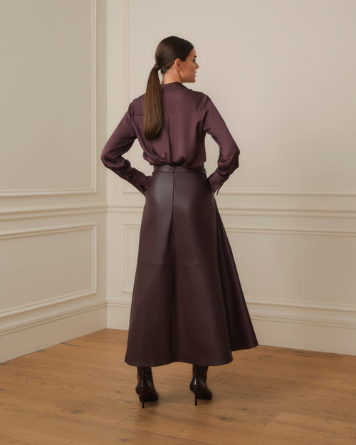 CAMISA SATINADA BERENJENA