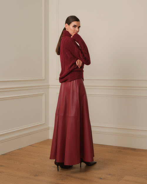 FALDA TOBILLERA EFECTO PIEL ROJO