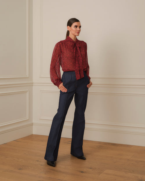 CAMISA LAZADA CON ESTAMPADO ROJO