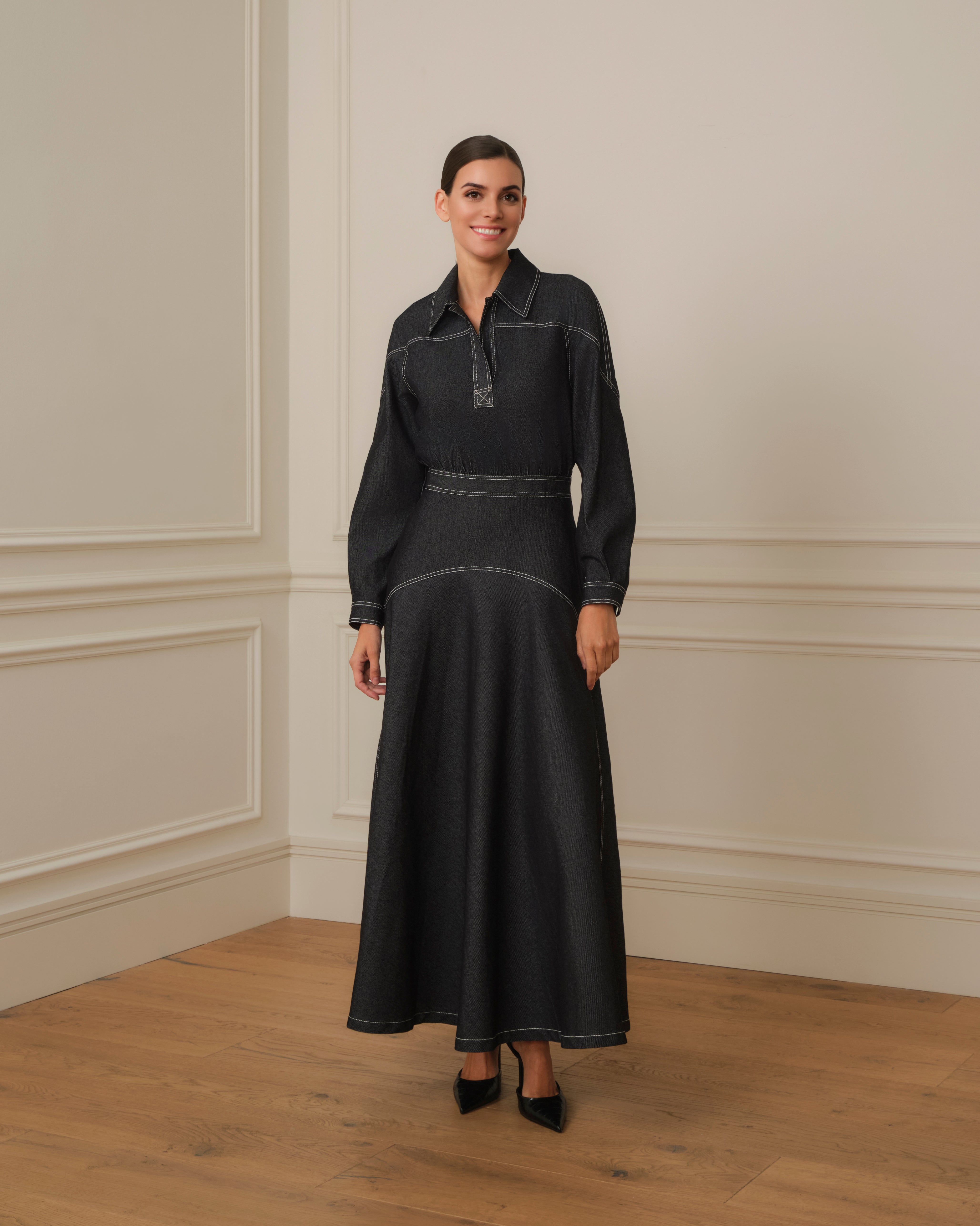 VESTIDO CAMISERO DENIM NEGRO