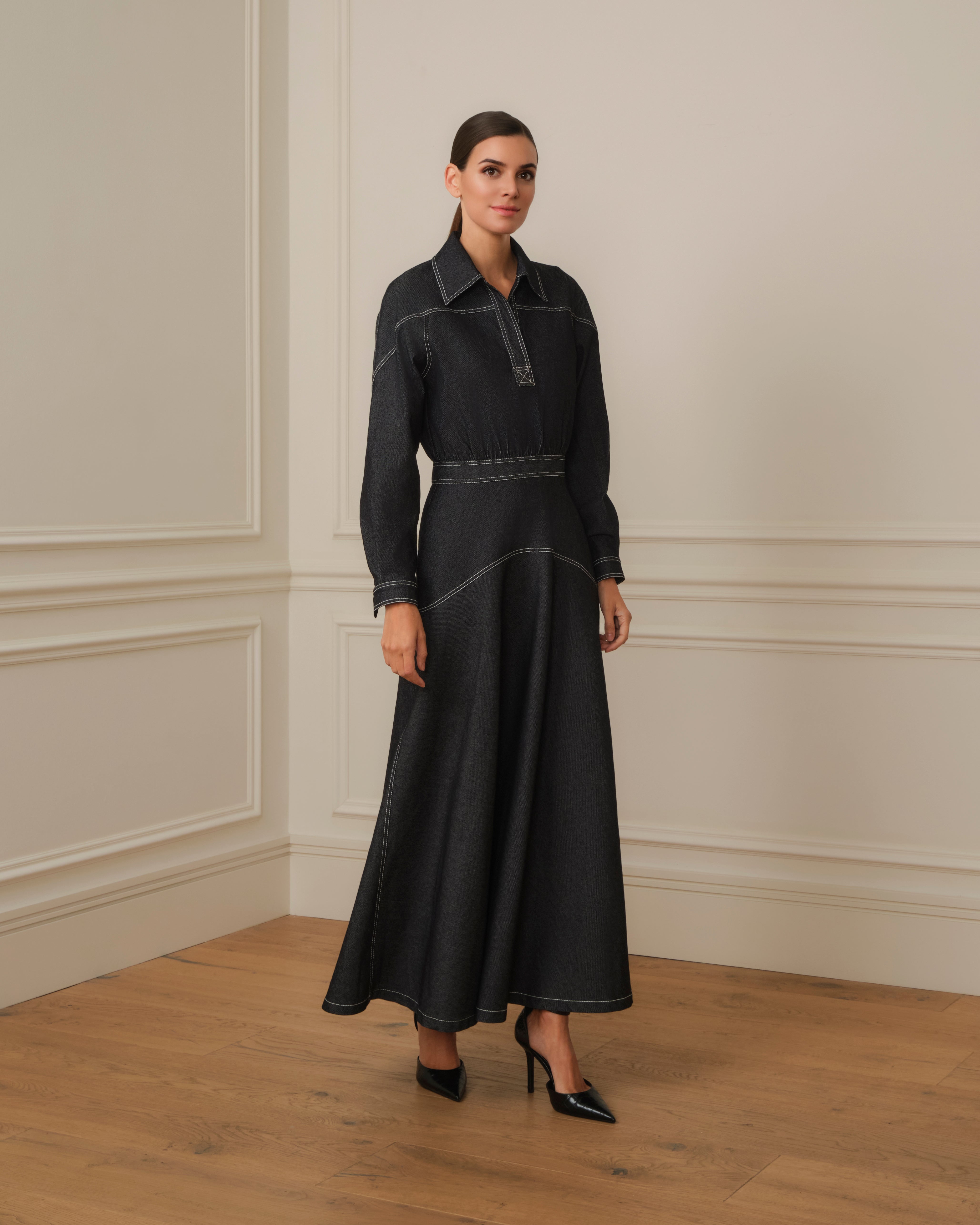 VESTIDO CAMISERO DENIM NEGRO