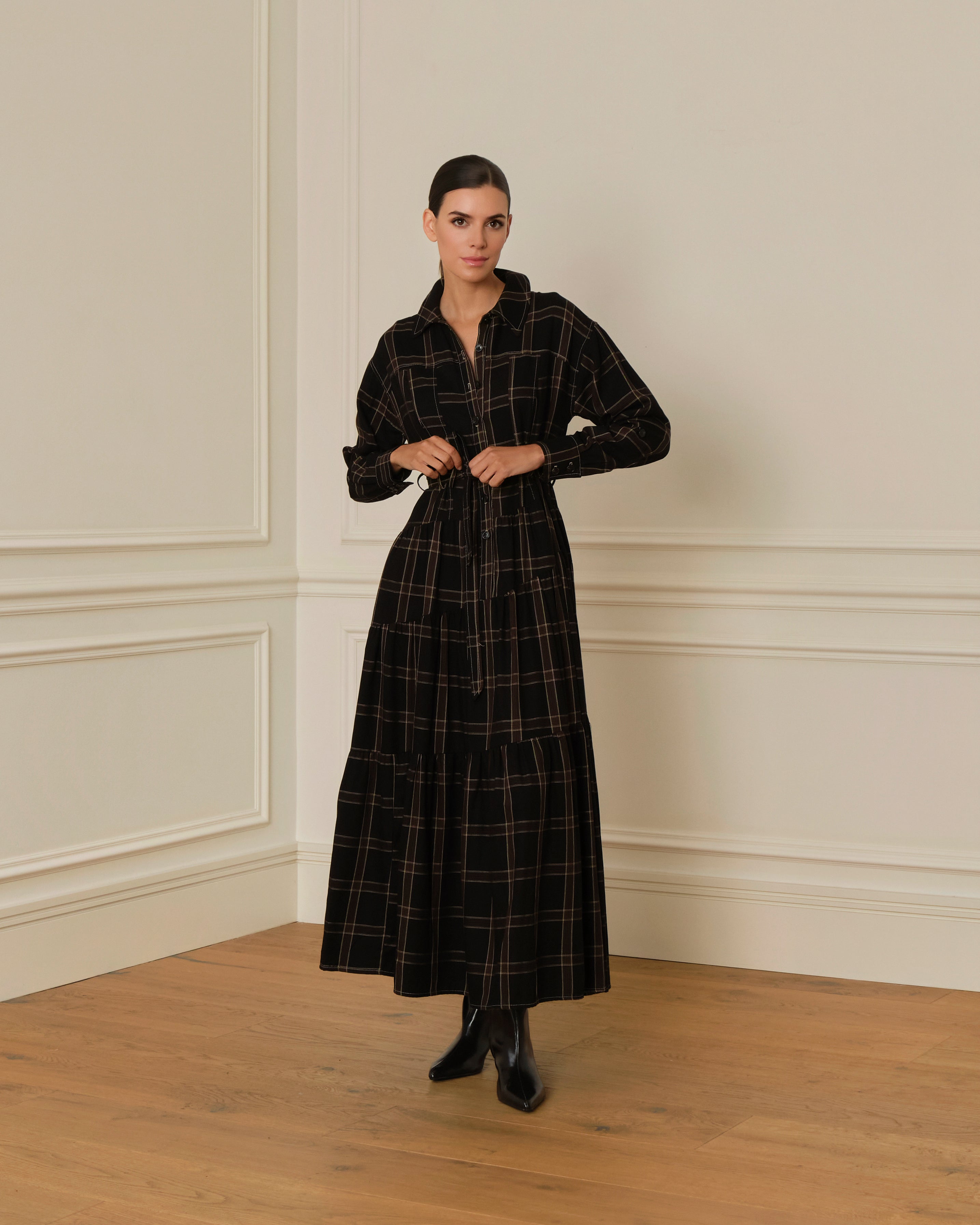 PRE-ORDER VESTIDO CAMISERO LARGO DE CUADROS