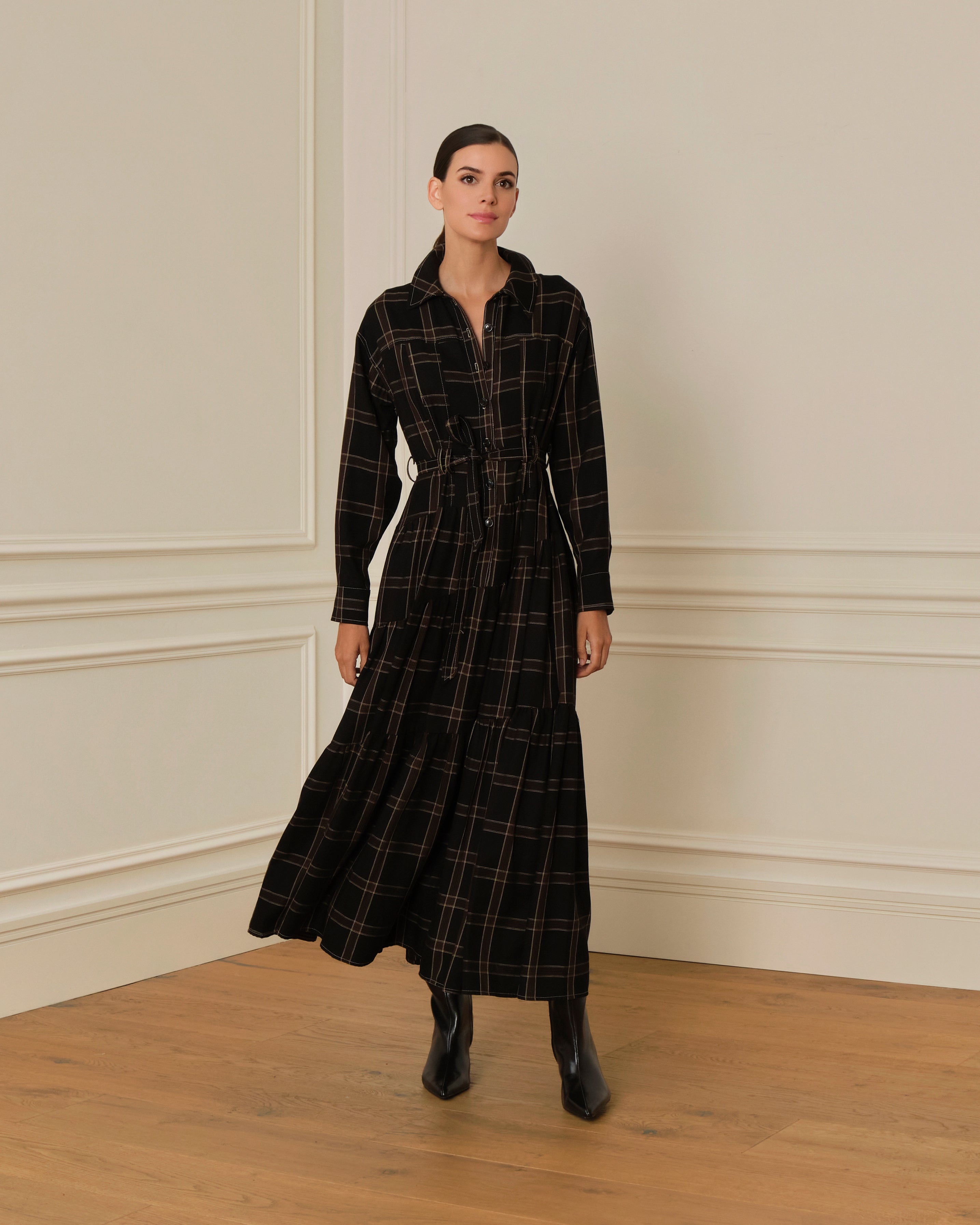 PRE-ORDER VESTIDO CAMISERO LARGO DE CUADROS