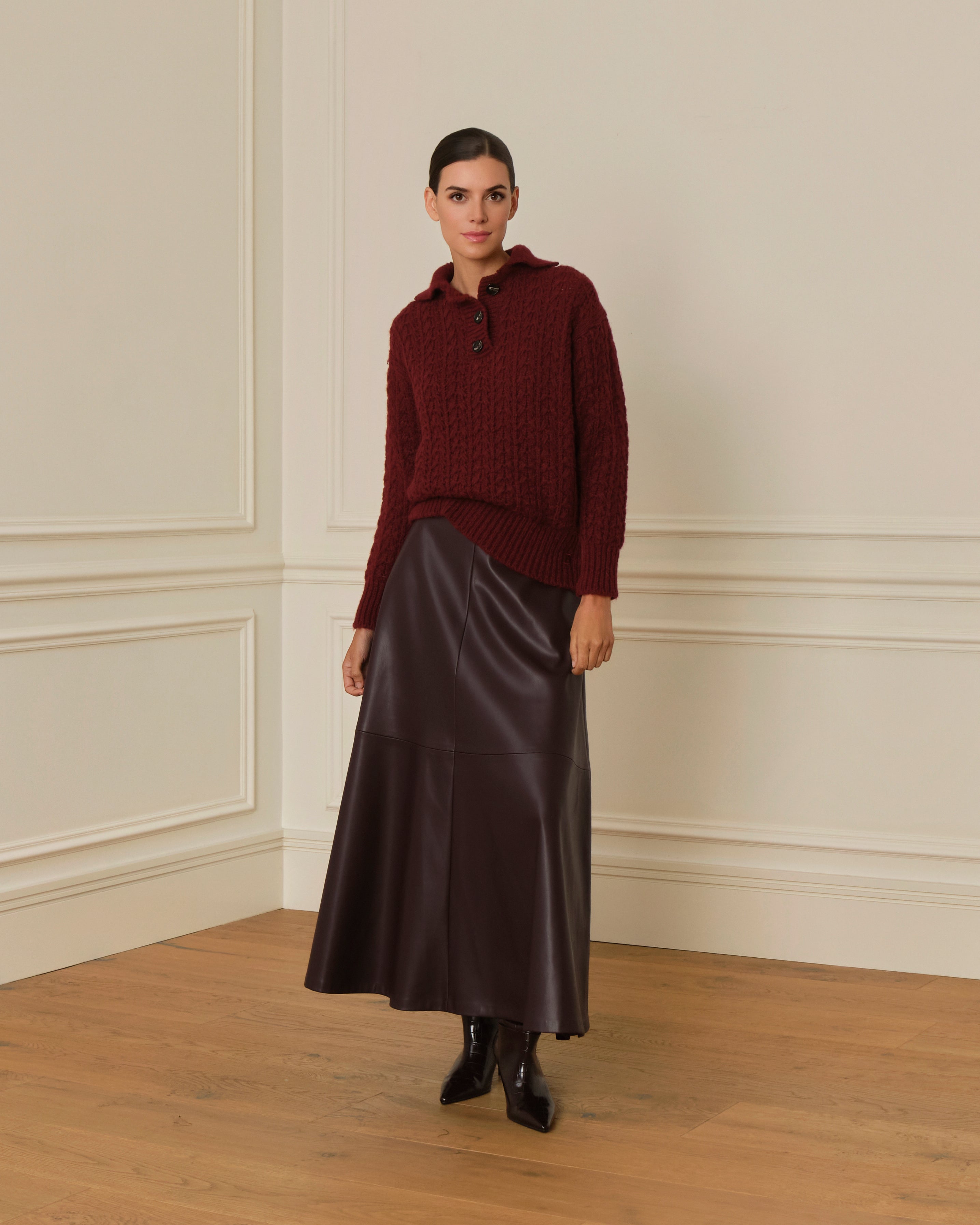 PRE-ORDER SUÉTER DE PUNTO CON CUELLO POLO GRANATE