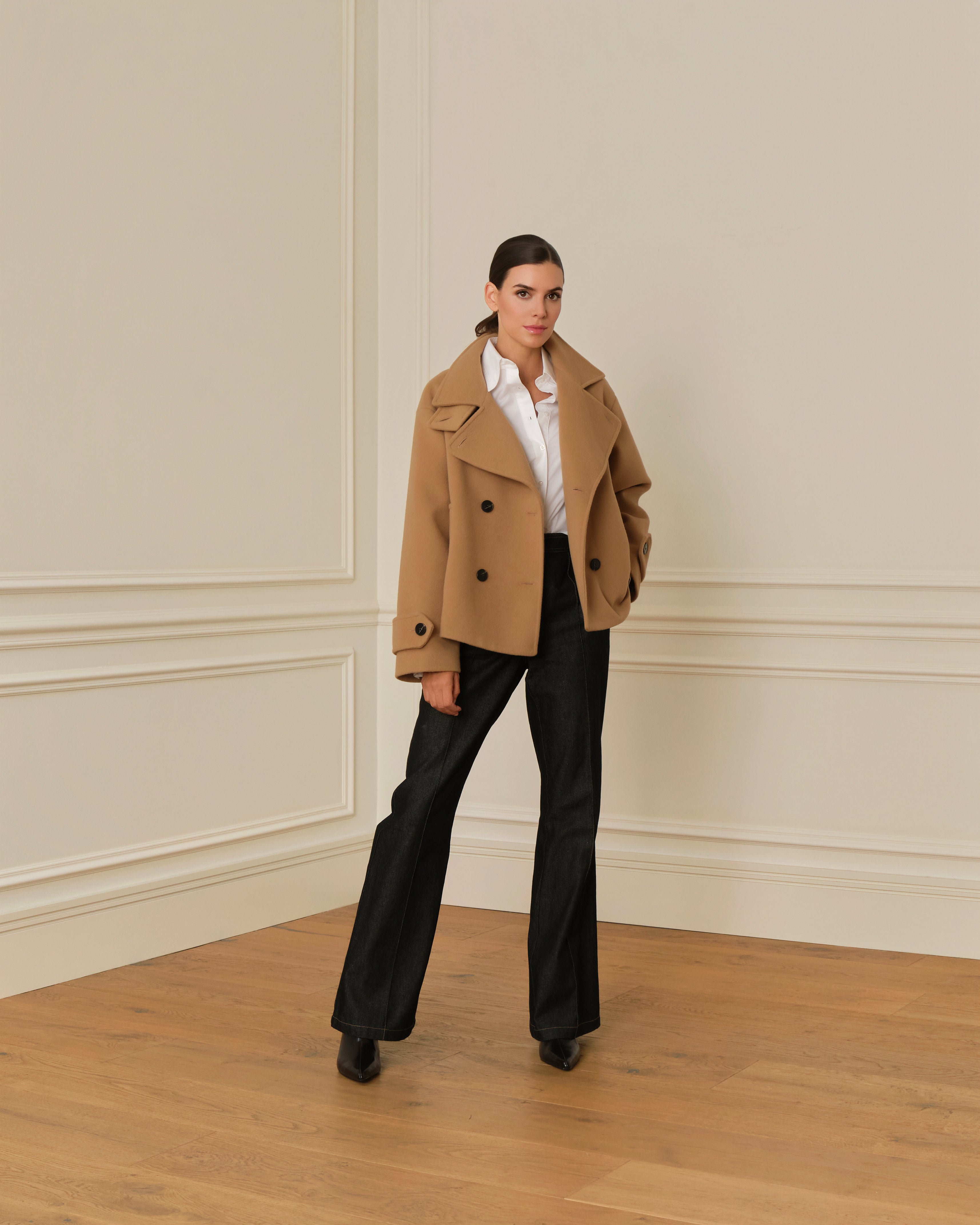 PRE-ORDER ABRIGO CRUZADO CON CUELLO PERKINS CAMEL