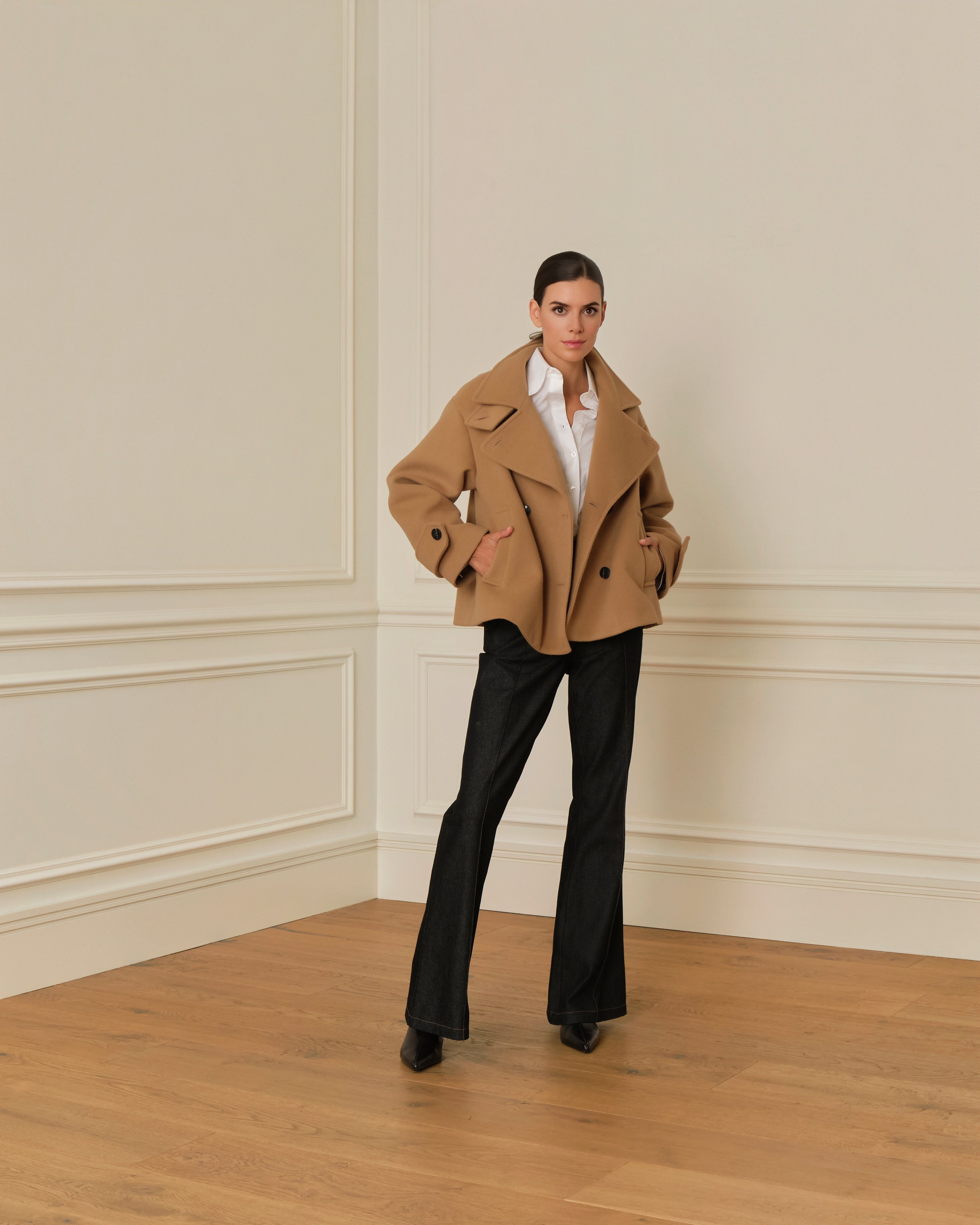 PRE-ORDER ABRIGO CRUZADO CON CUELLO PERKINS CAMEL