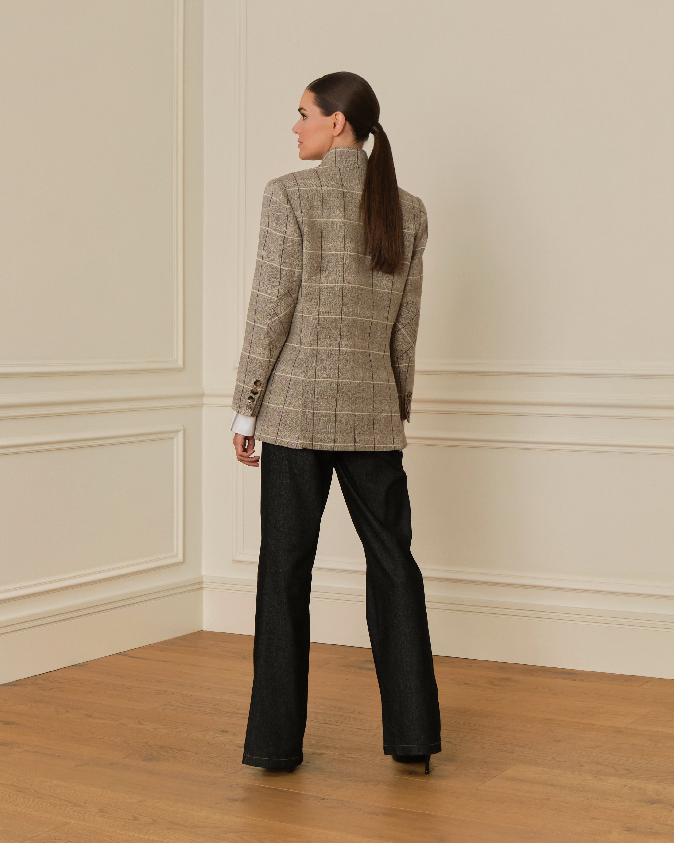 PRE-ORDER BLAZER DE LANA CON CUELLO PERKINS DE CUADROS