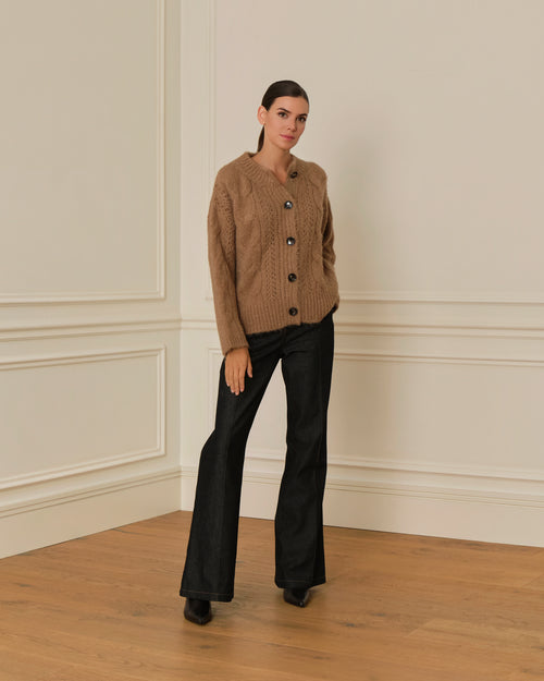 CÁRDIGAN DE PUNTO TRENZADO CAMEL