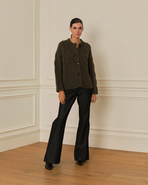 CÁRDIGAN DE PUNTO TRENZADO VERDE