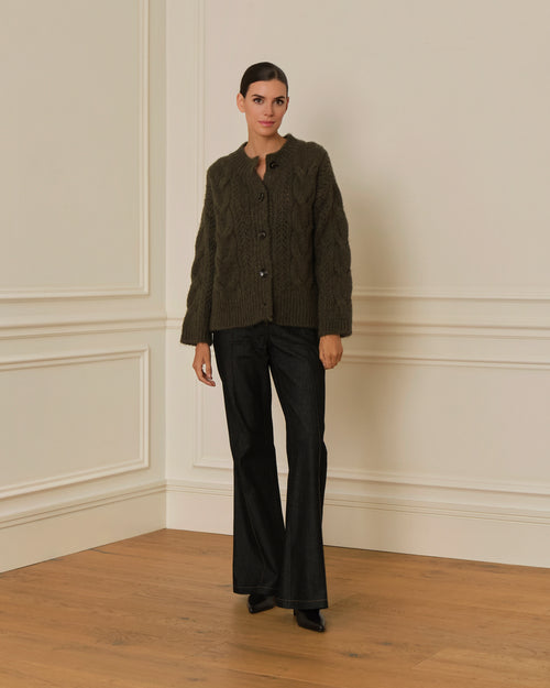 CÁRDIGAN DE PUNTO TRENZADO VERDE