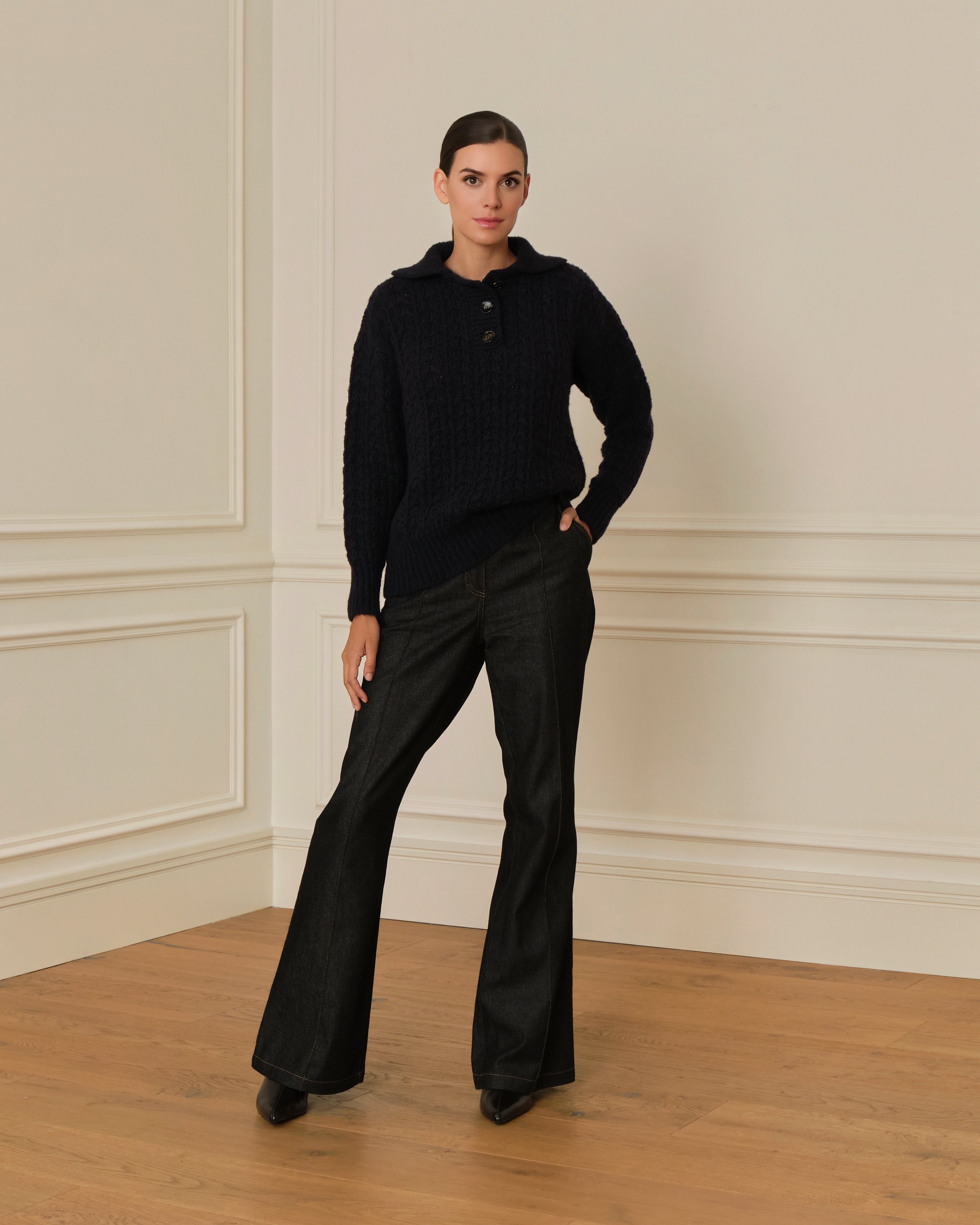 SUÉTER DE PUNTO CON CUELLO POLO AZUL MARINO