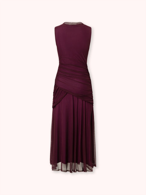 VESTIDO DE TUL DRAPEADO VIOLETA