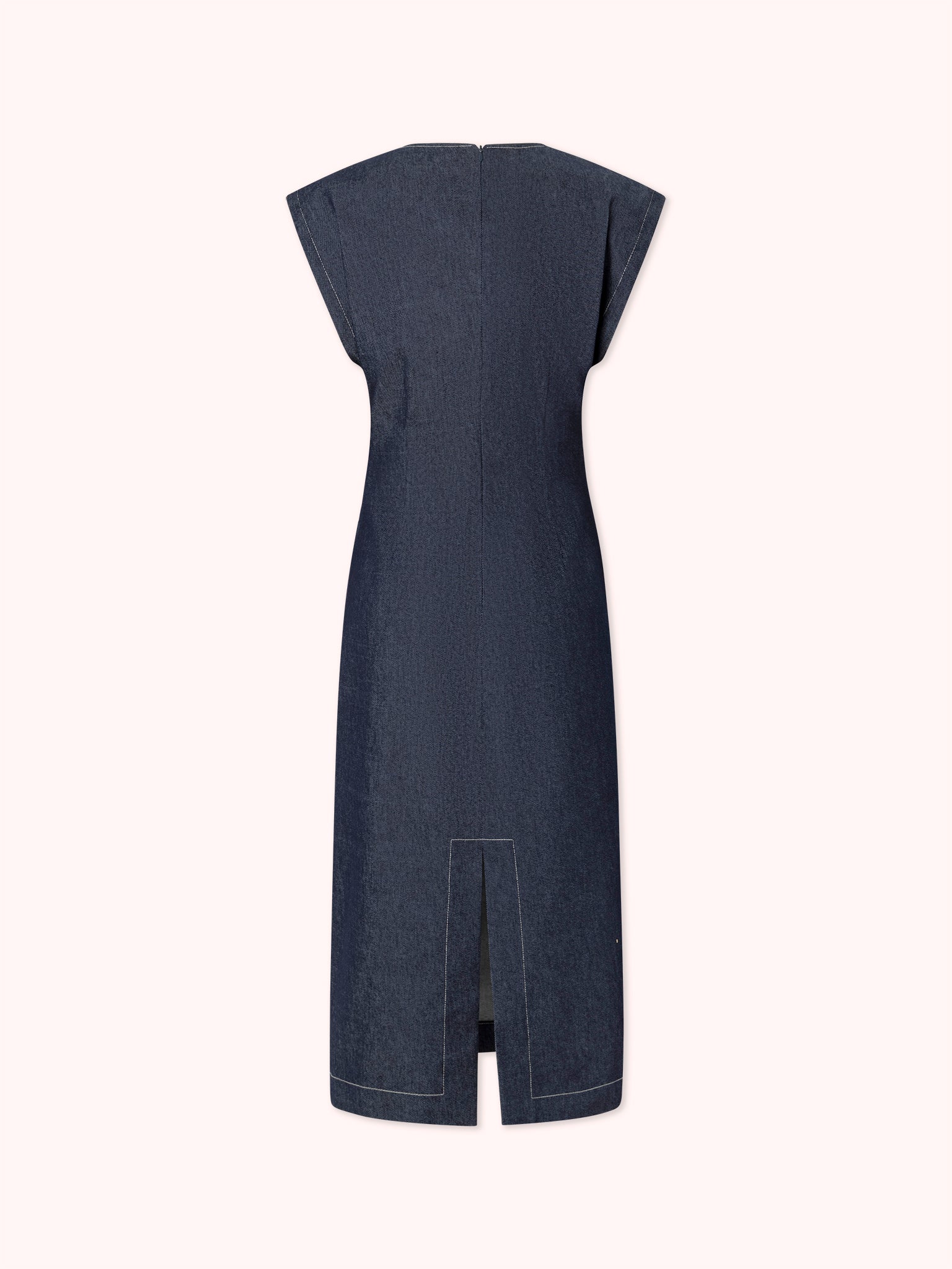 VESTIDO MIDI DRAPEADO DENIM