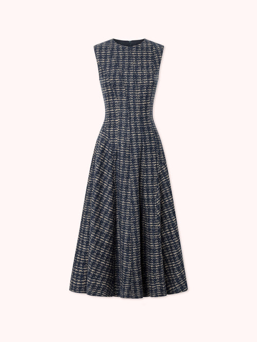 VESTIDO MIDI DE TWEED AZUL MARINO