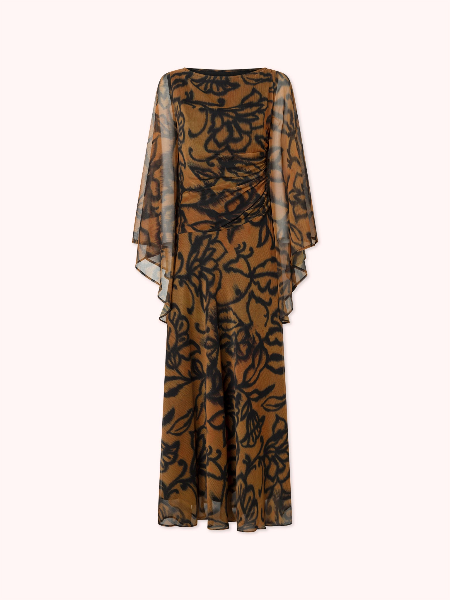 VESTIDO LARGO CON MANGAS AMPLIAS ESTAMPADO