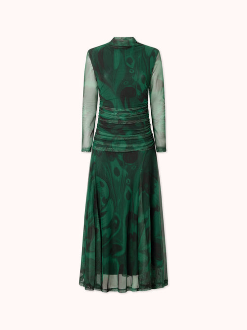 VESTIDO MANGA LARGA DRAPEADO VERDE