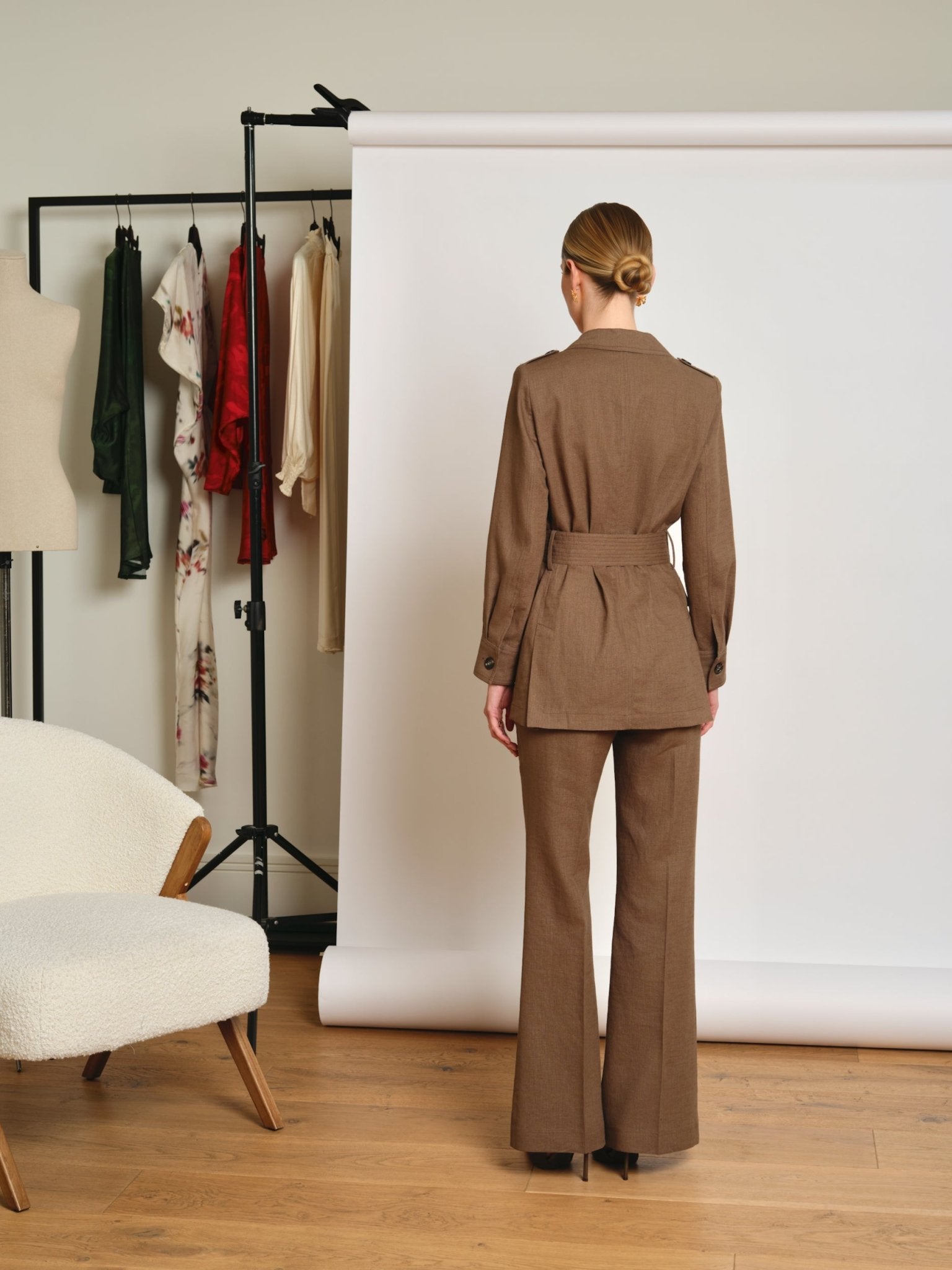 Pantalón de Lino natural kakhi Charles - SEEIOU