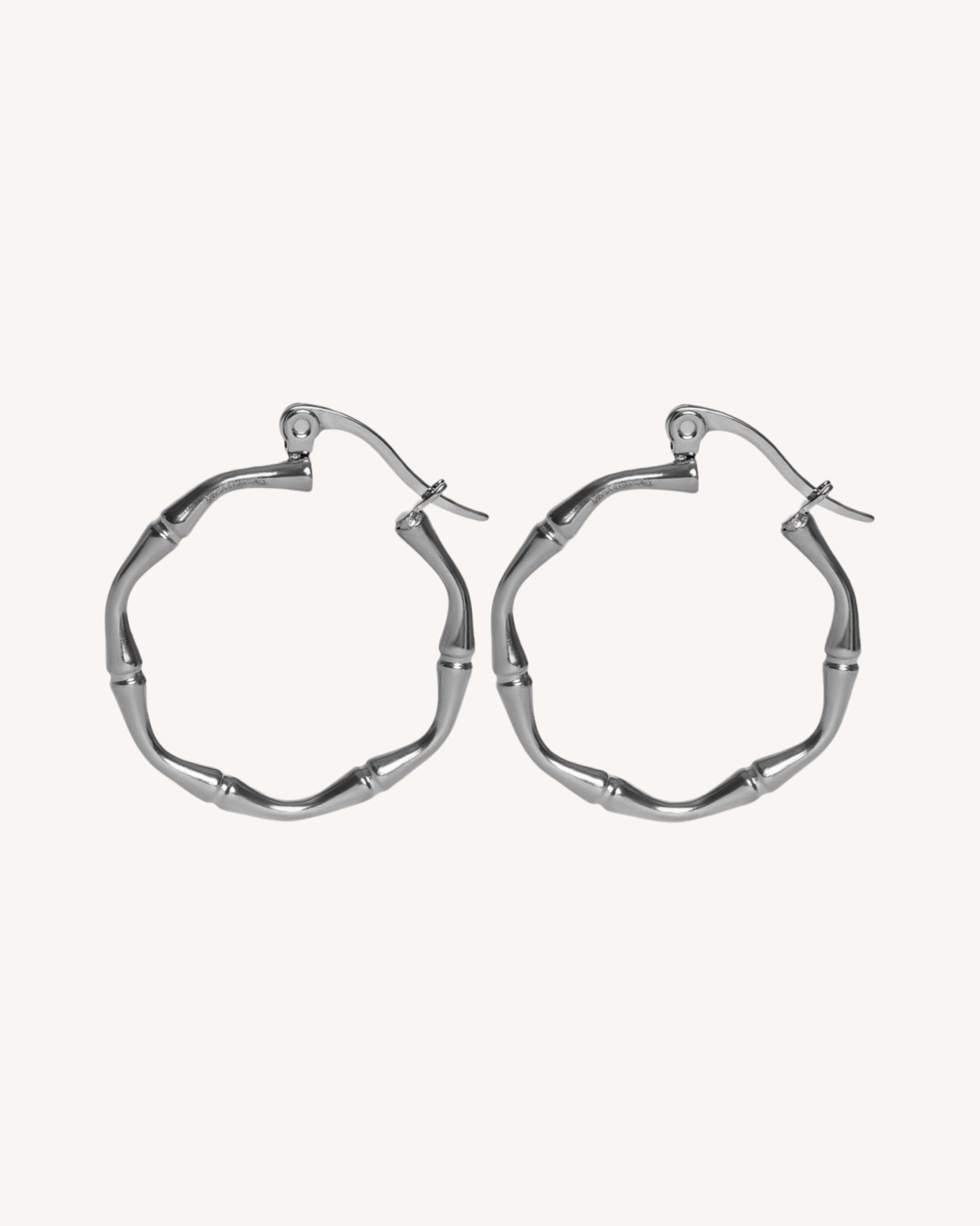 PENDIENTES ARO BAMBOO PLATA - Seeiou