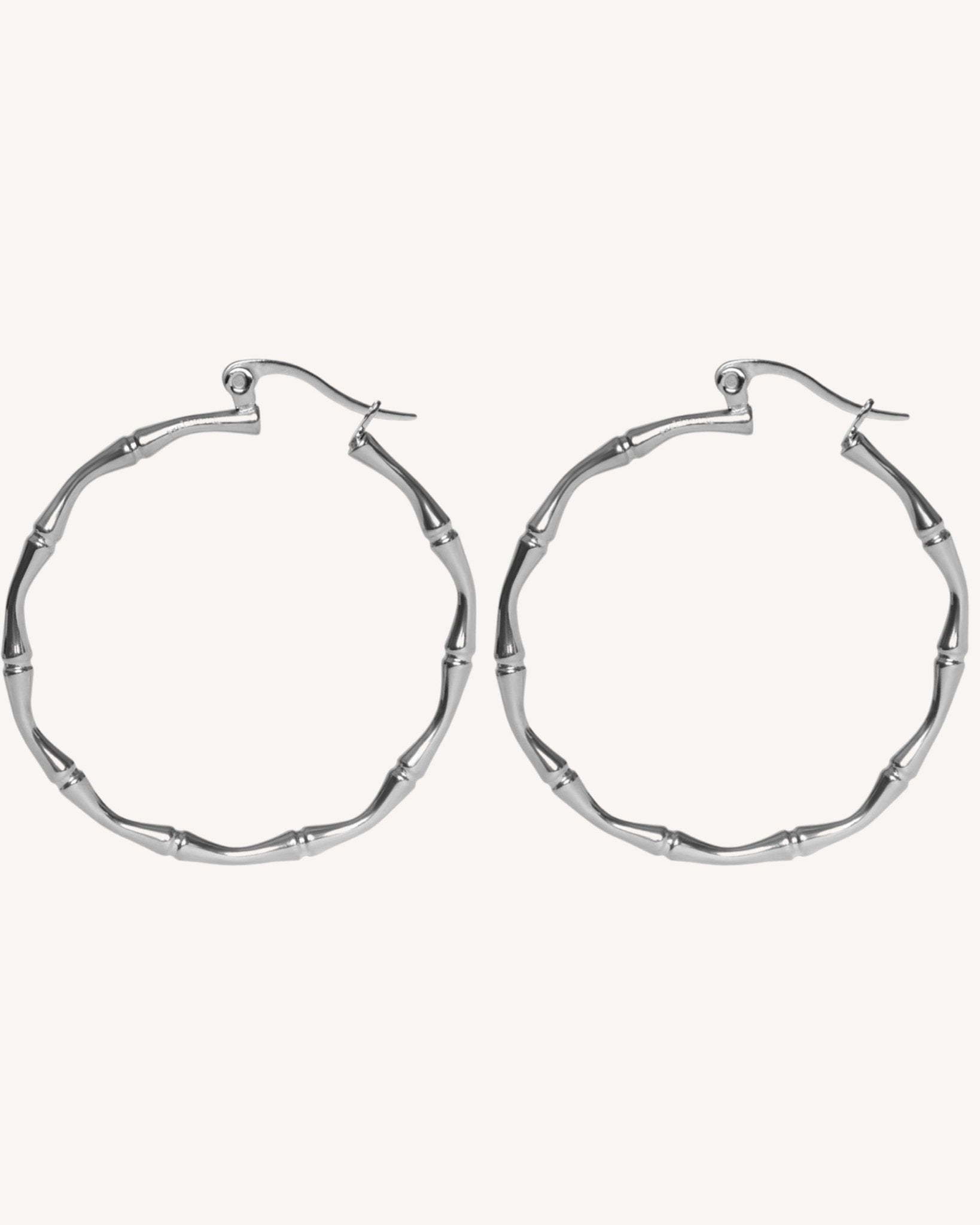 PENDIENTES ARO BAMBOO PLATA XL - Seeiou