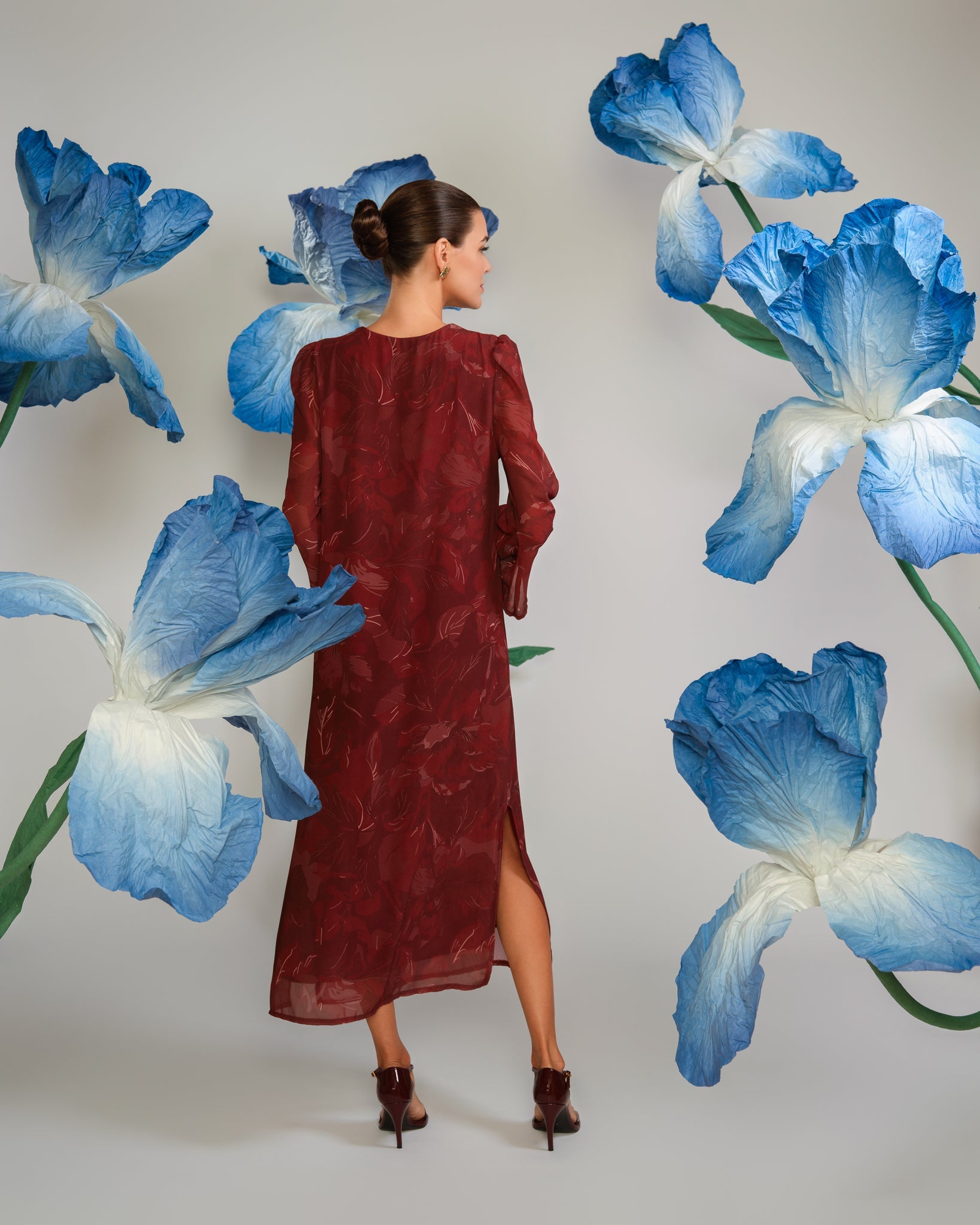 VESTIDO BURDEOS LOU - Seeiou