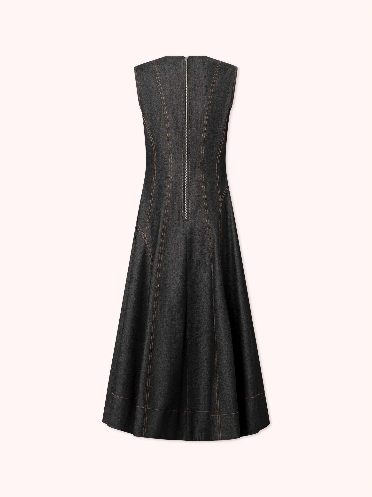 PRE-ORDER VESTIDO MIDI DENIM CON COSTURAS VISTAS