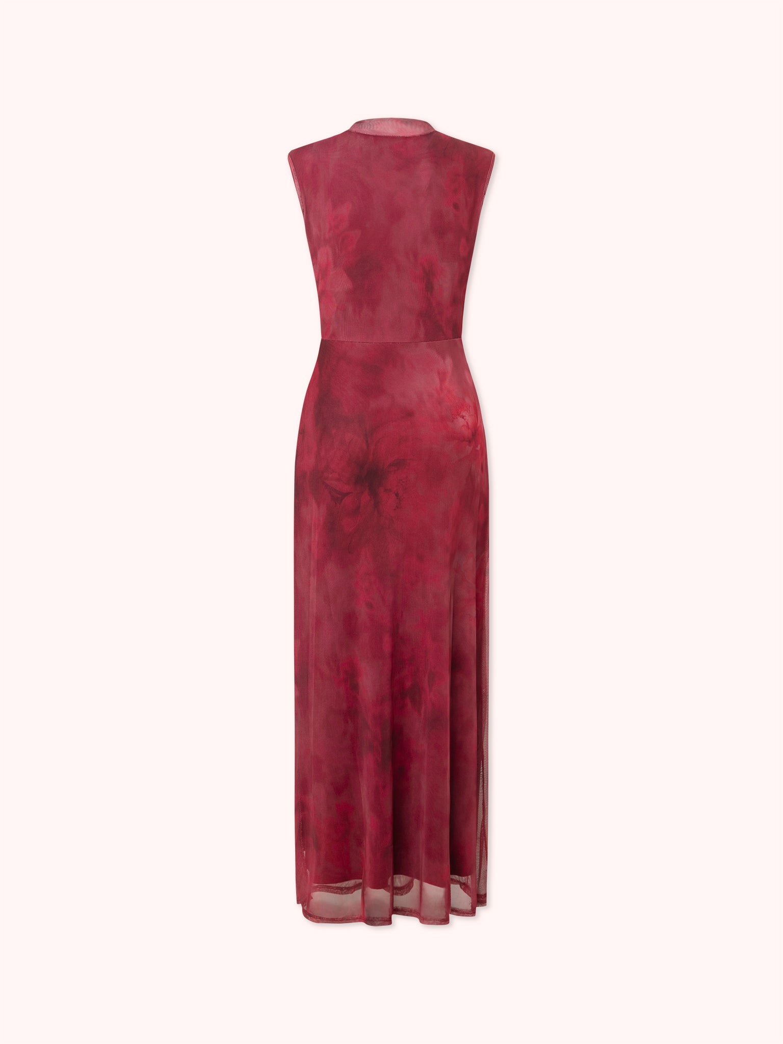VESTIDO ENTALLADO CON DRAPEADO EN TUL FUCSIA