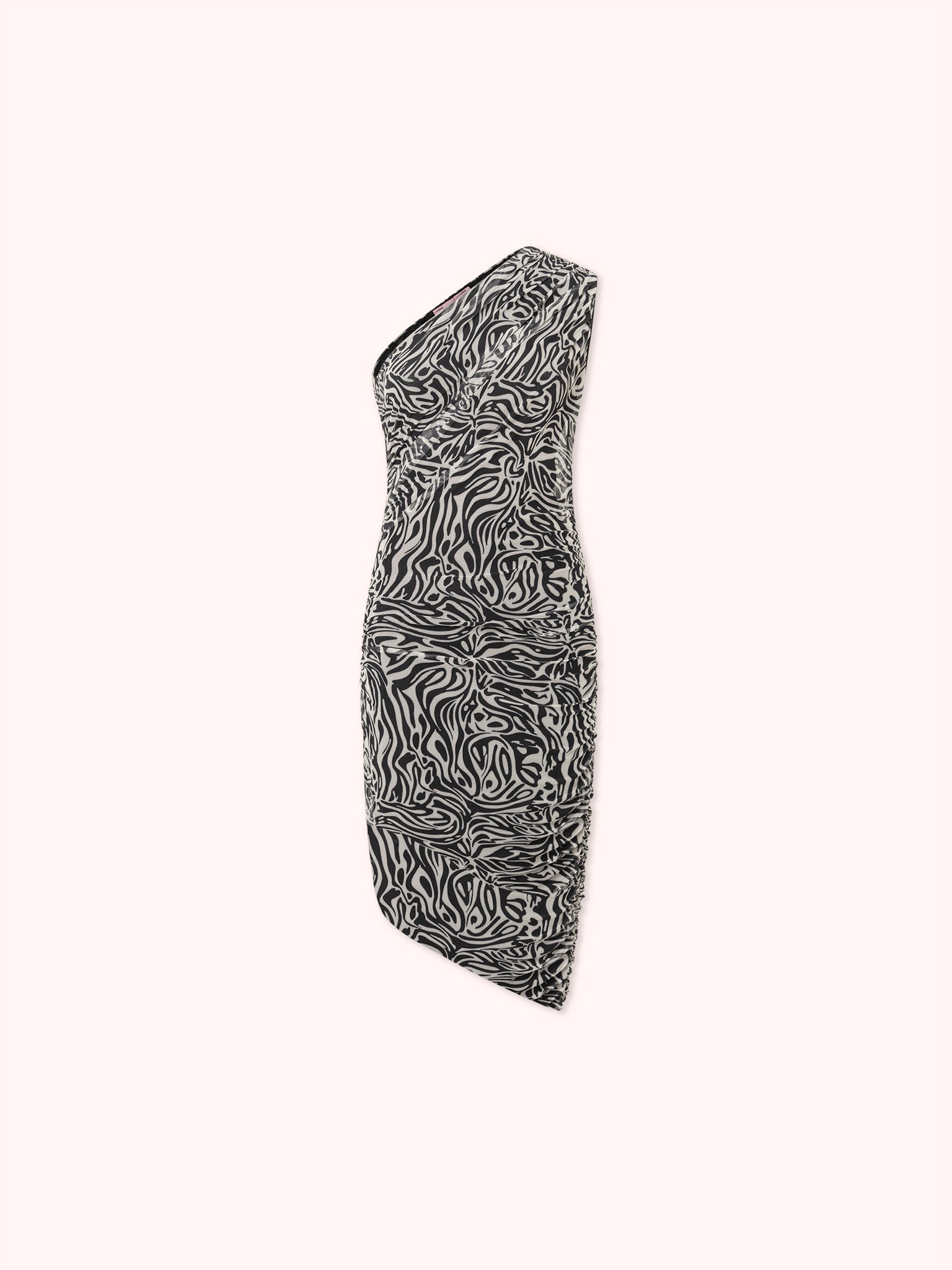 VESTIDO ASIMÉTRICO CON DRAPEADO EN TUL NEGRO