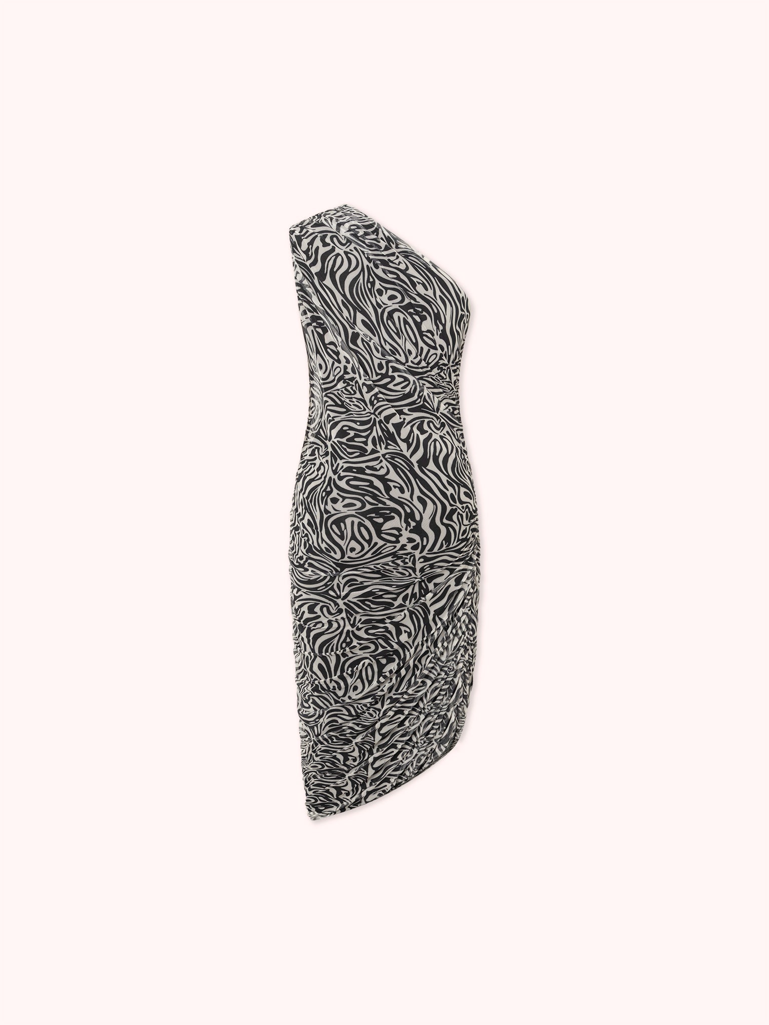 VESTIDO ASIMÉTRICO CON DRAPEADO EN TUL NEGRO