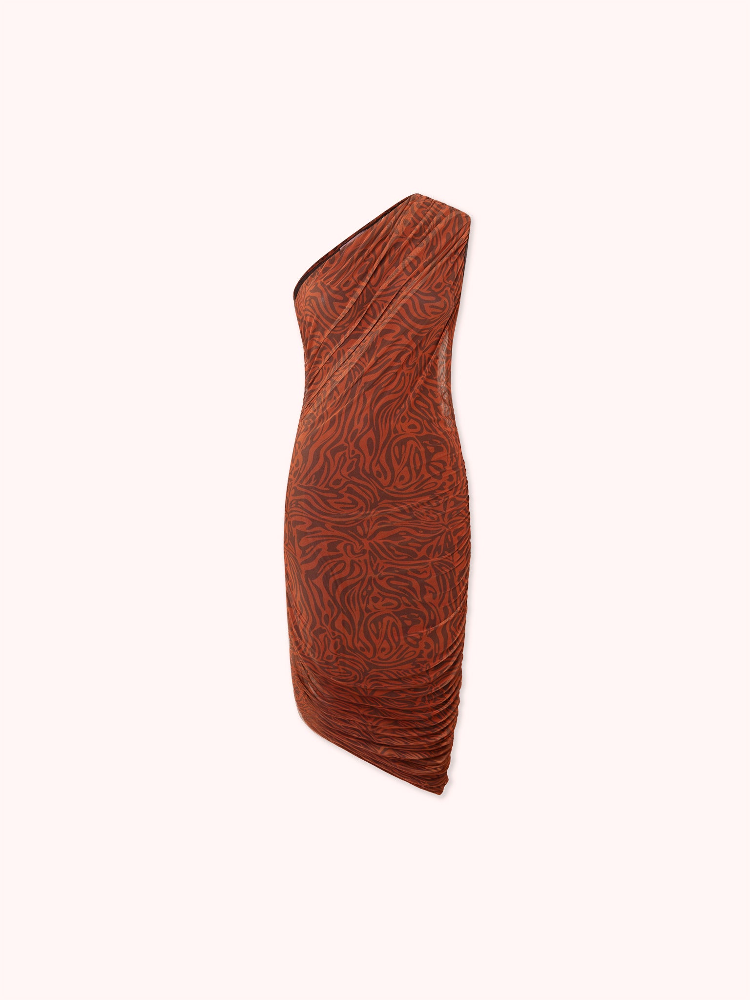 VESTIDO ASIMÉTRICO CON DRAPEADO EN TUL TEJA