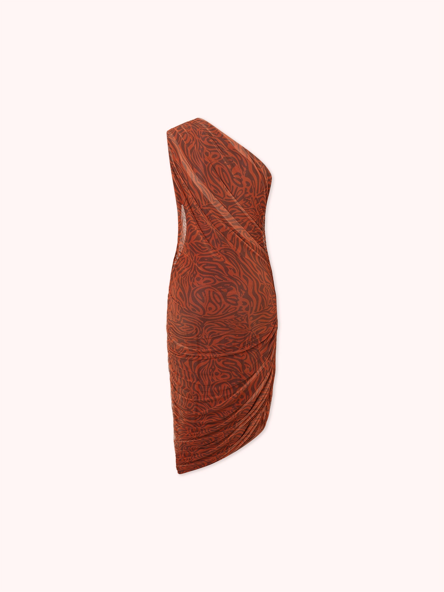 VESTIDO ASIMÉTRICO CON DRAPEADO EN TUL TEJA