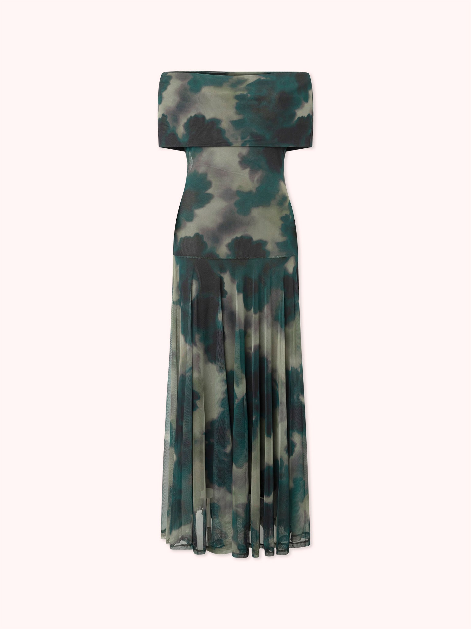 VESTIDO OFF SHOULDER DE TUL DE TUL VERDE