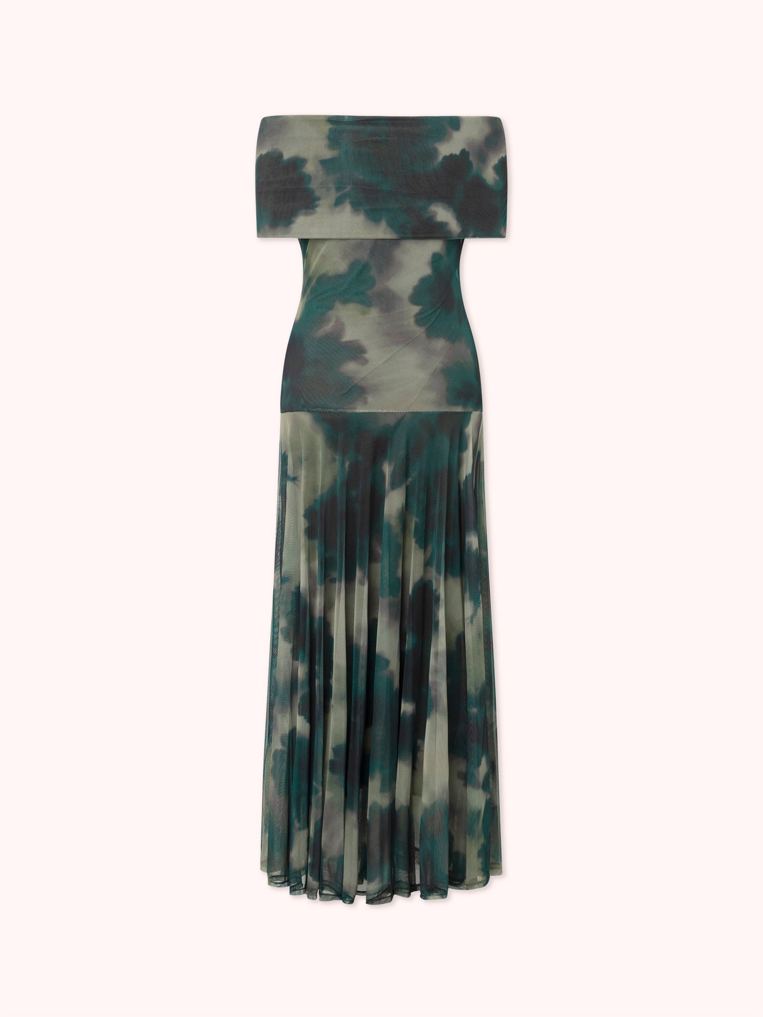 VESTIDO OFF SHOULDER DE TUL DE TUL VERDE