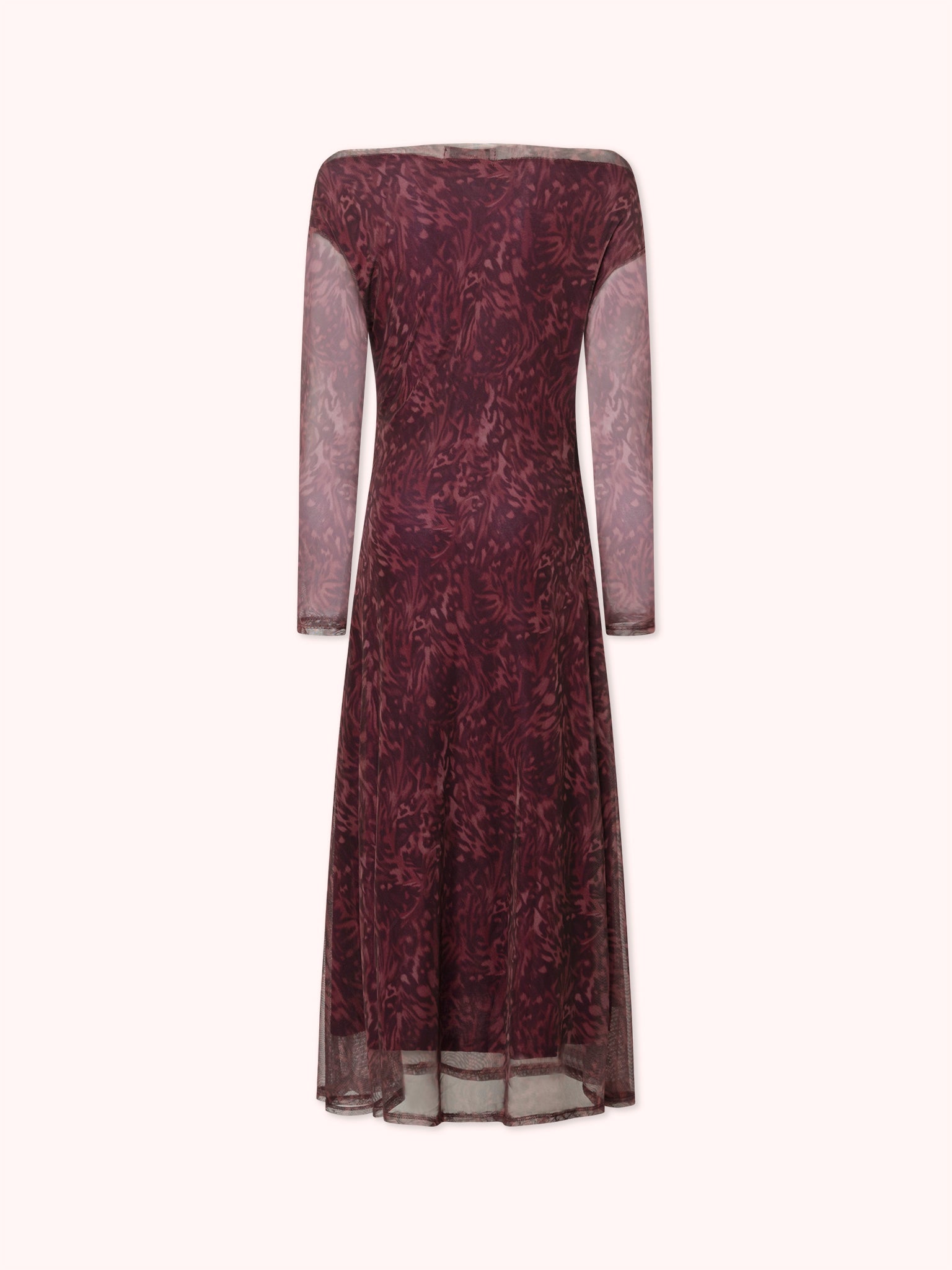 VESTIDO MANGA LARGA DRAPEADO CON ESTAMPADO MORADO