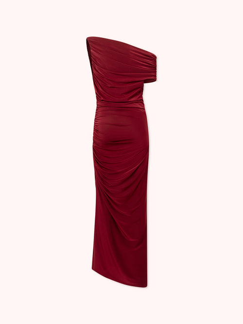 PRE-ORDER VESTIDO LARGO ASIMÉTRICO GRANATE