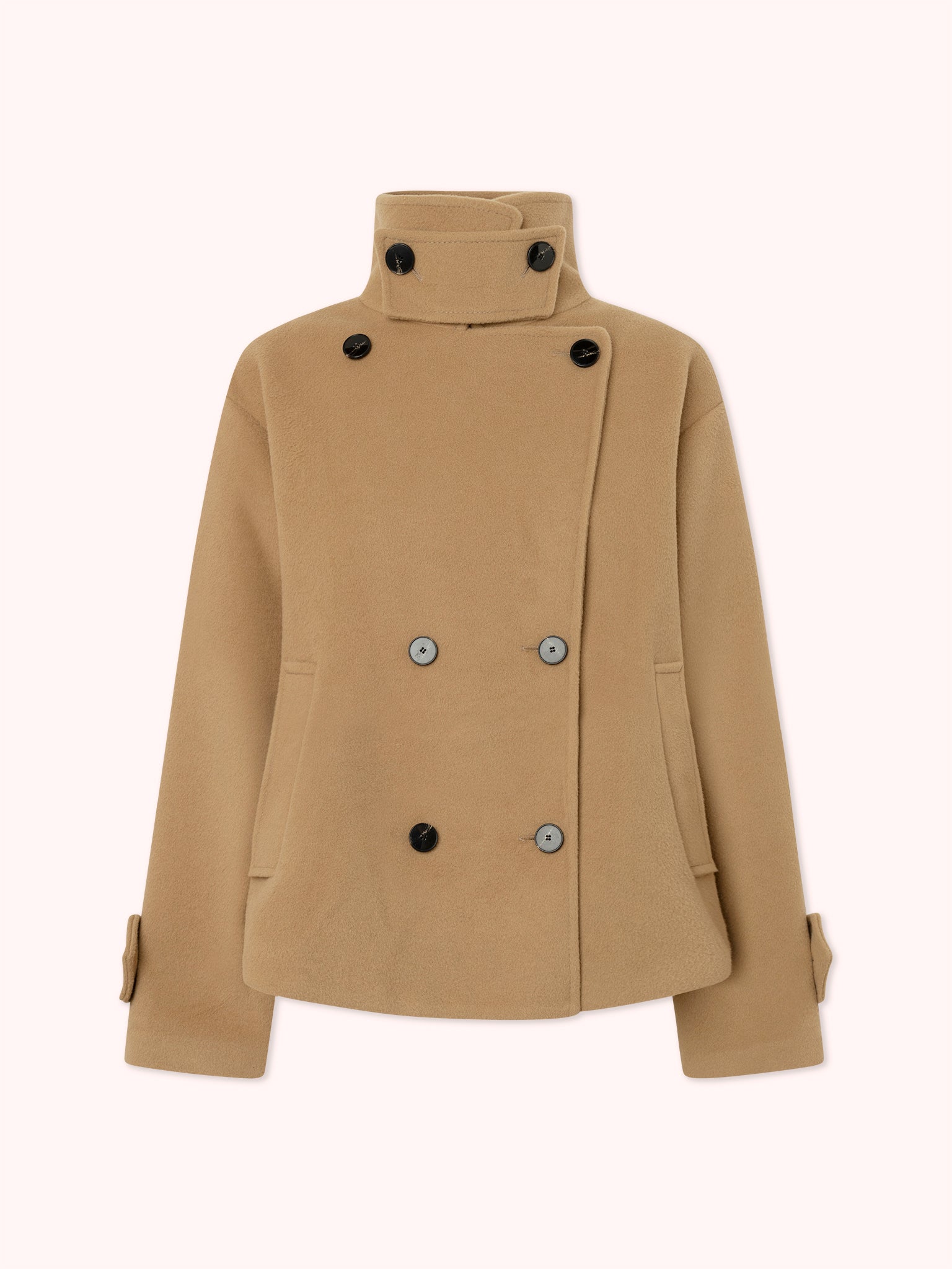 PRE-ORDER ABRIGO CRUZADO CON CUELLO PERKINS CAMEL
