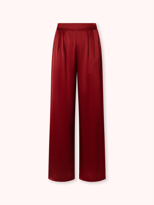 PANTALÓN PALAZZO SATINADO BURDEOS