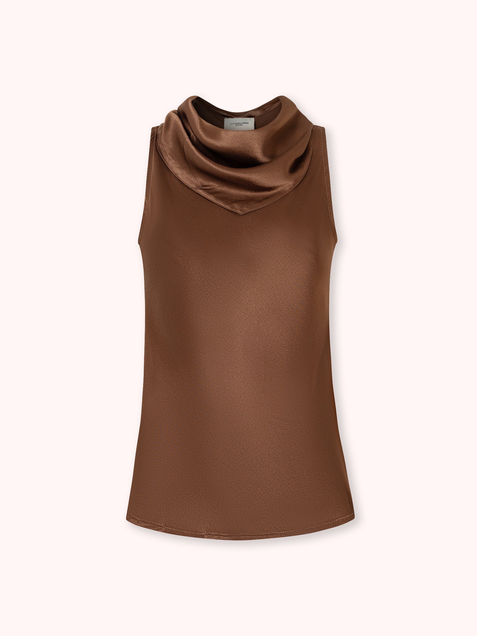 TOP SATINADO CON PAÑUELO MARRÓN