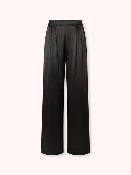 PANTALÓN PALAZZO SATINADO NEGRO
