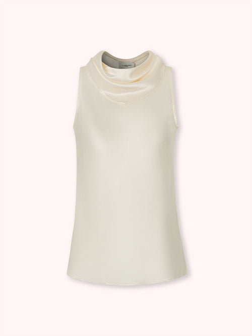 TOP SATINADO CON PAÑUELO CRUDO