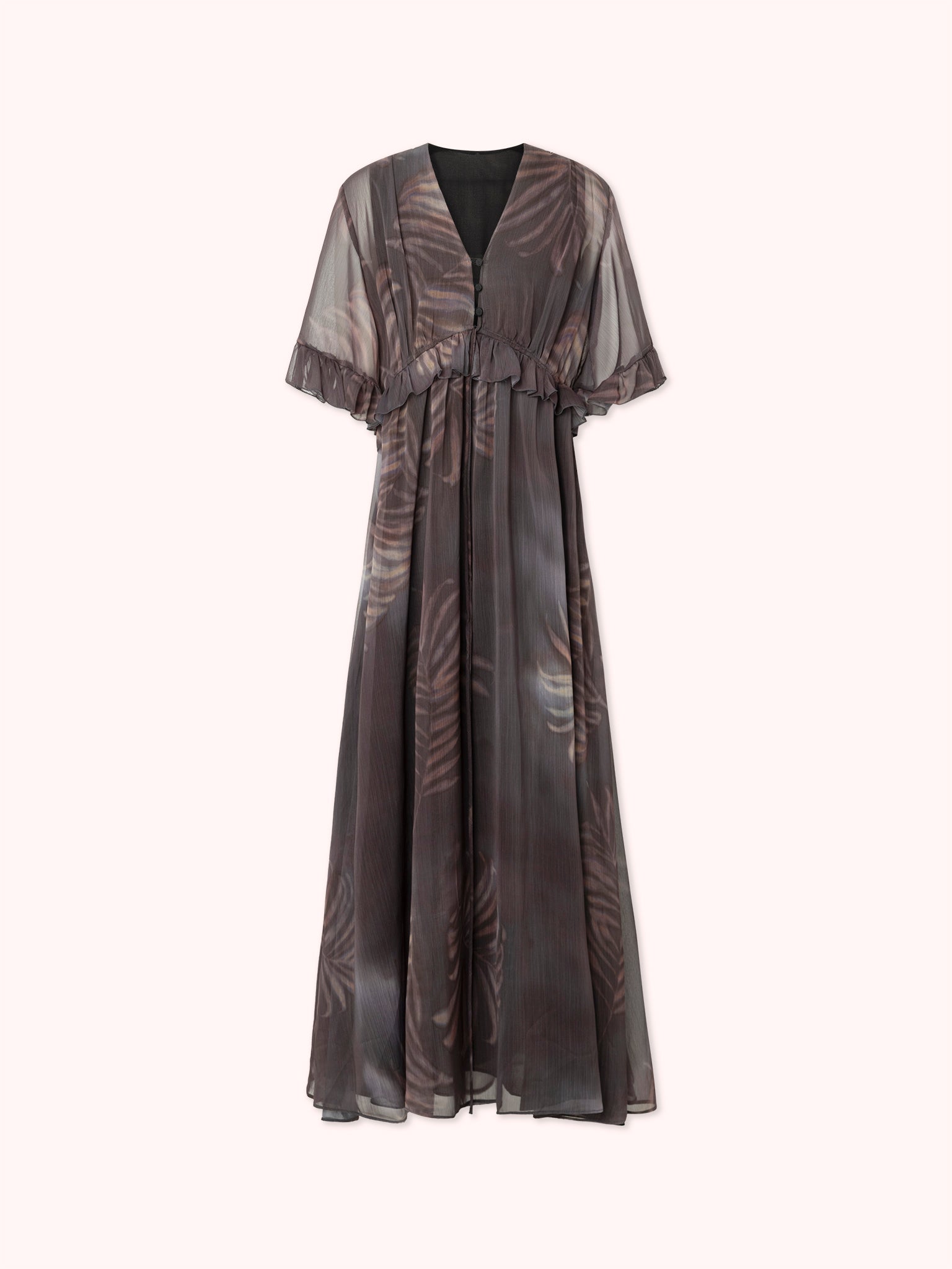 PRE-ORDER VESTIDO LARGO CON VOLANTES MARRÓN