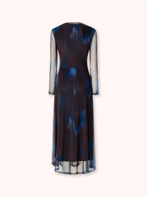 VESTIDO DE TUL CON DRAPEADO CRUZADO PLUM